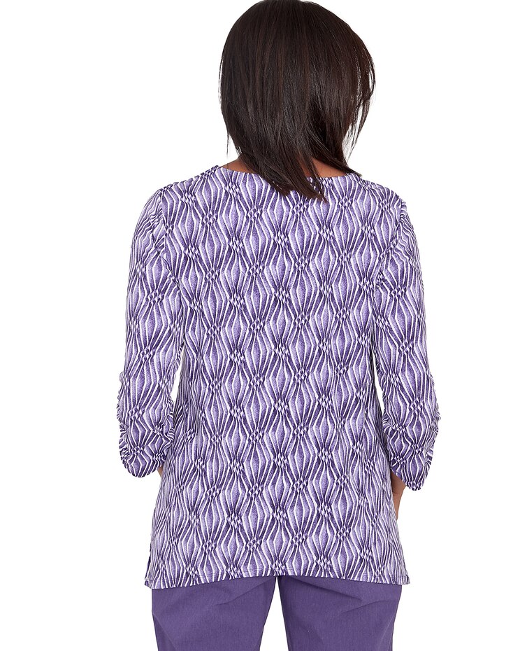 Alfred Dunner® Charm School Monotone Diamond Print Top image number 2