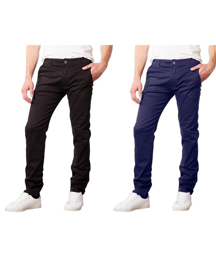 Galaxy By Harvic Slim-Fit Stretch Cotton Chino Casual Pants-2 Pack image number 1