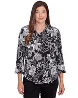 Alfred Dunner® Wild At Heart Floral Puff Print Button Down Top thumbnail number 1