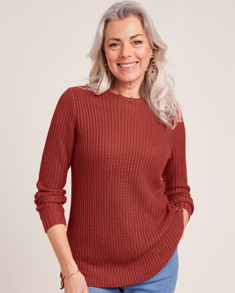 Button Trim Shaker Sweater