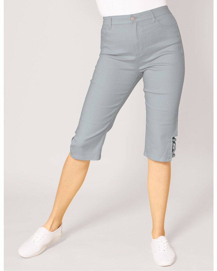 DenimEase™ Back Elastic Criss-Cross Pedal Pushers image number 3