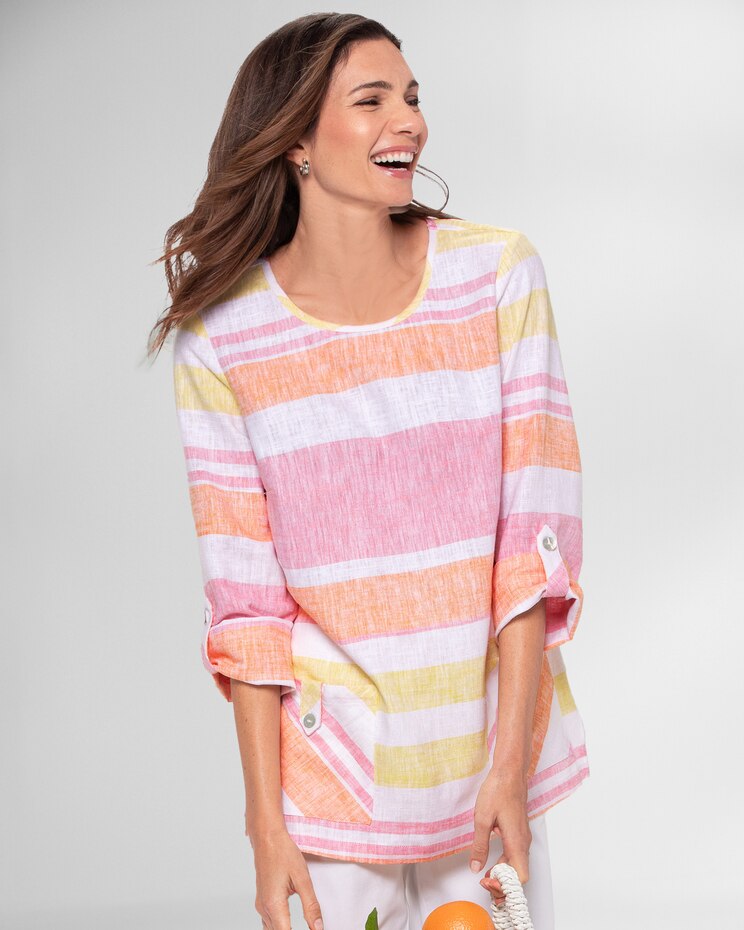 Sunrise Stripe Button-Pocket Popover image number 1