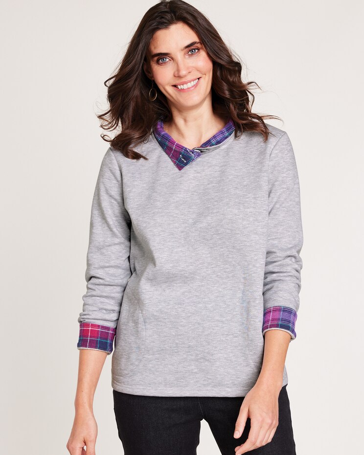 Flannel Trim Fleece Top image number 4