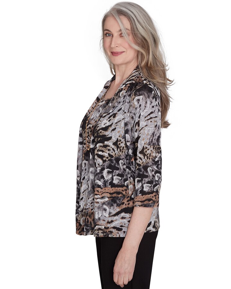 Alfred Dunner® Classics Animal Melange Two in One Top image number 7