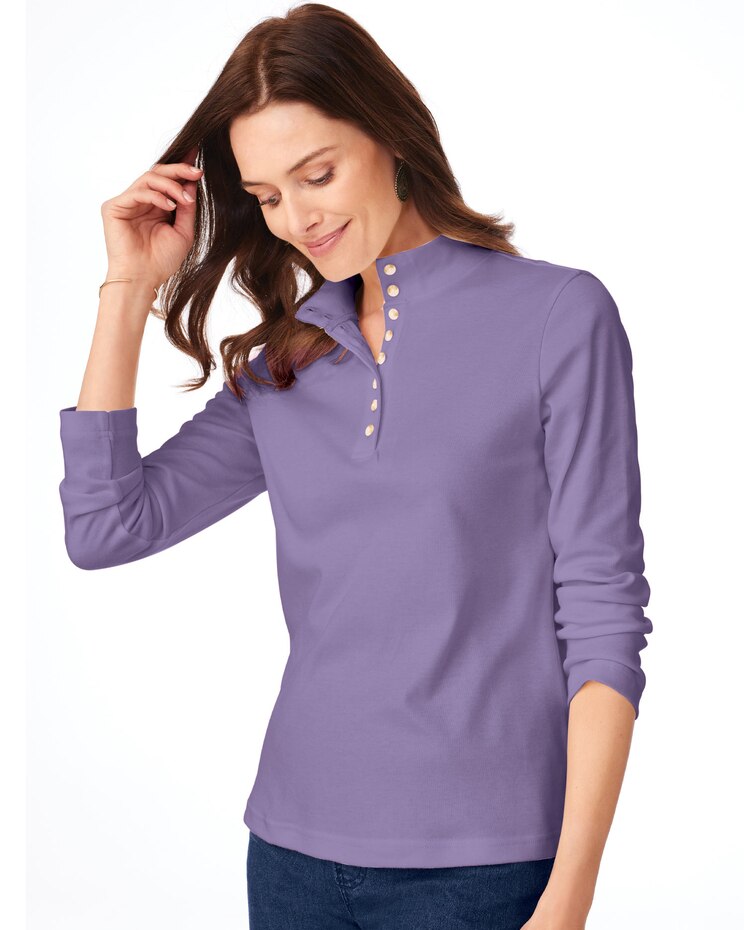 Essential Knit Long-Sleeve Button Henley image number 2