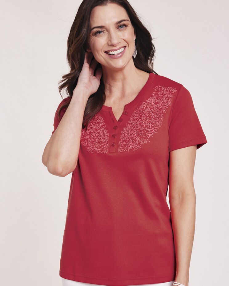 Puff Print Knit Henley image number 2