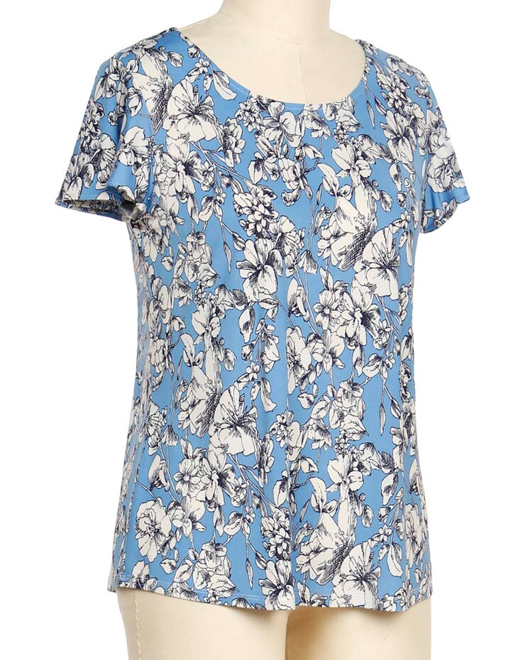 Links Blue Magic Short Sleeve Floral Print Top image number 1