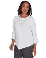 Alfred Dunner® Worth Avenue Crew Neck Textured Top With a Detachable Necklace thumbnail number 3