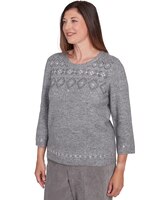 Alfred Dunner® Copenhagen Fairisle Heart Set Sweater thumbnail number 3