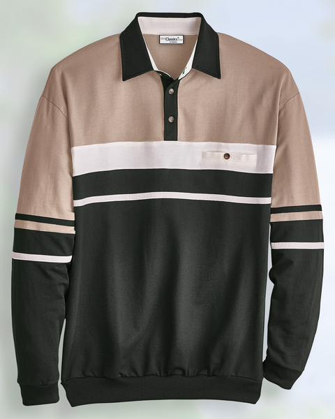 Palmland® Long-Sleeve Horizontal Stripe Polo