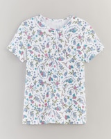 Print Short Sleeve Pointelle Henley Top thumbnail number 1