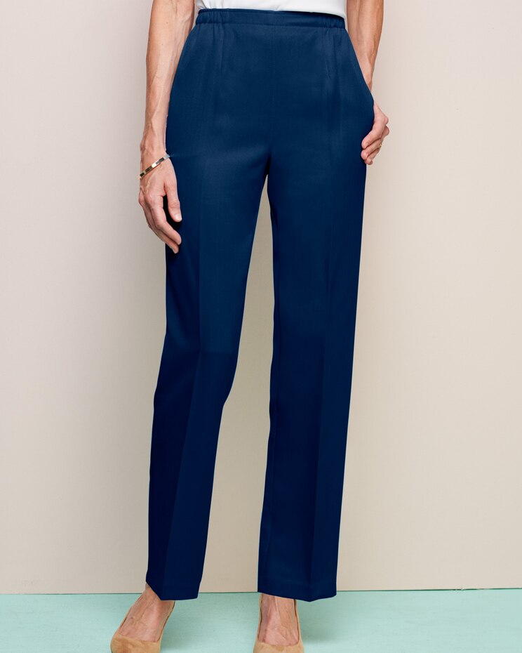 Herringbone Straight Leg Pull-On Pants image number 1