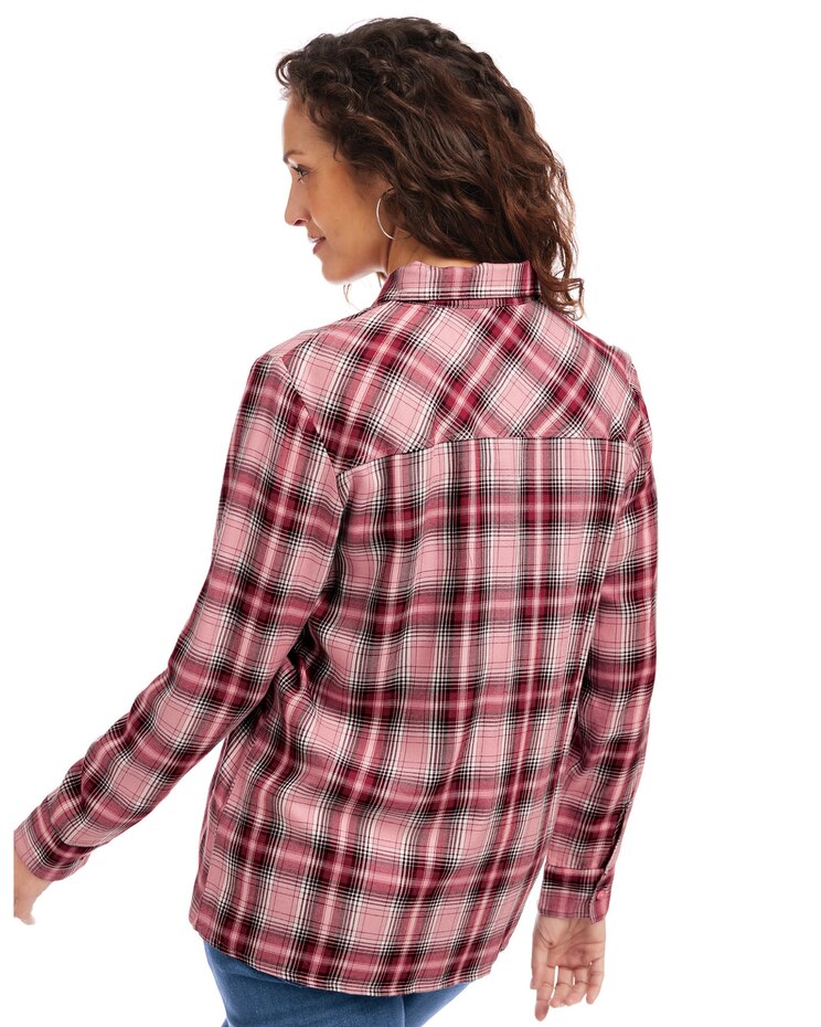 Button-Front Plaid Shirt image number 2