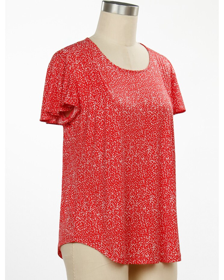 N Touch Flutter Sleeve Barelle Print Floral Top image number 1