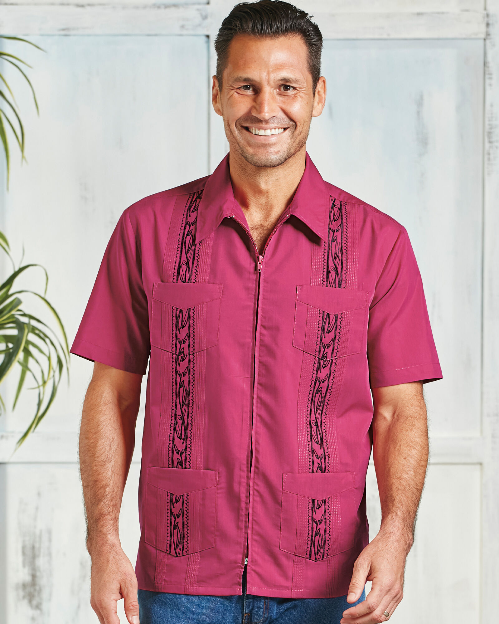 Zip up hot sale shirt men's