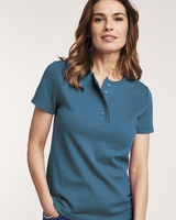 Short Sleeve Pointelle Henley Top thumbnail number 2