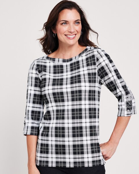 Three-Quarter Sleeve Criss-Cross Sailor Top