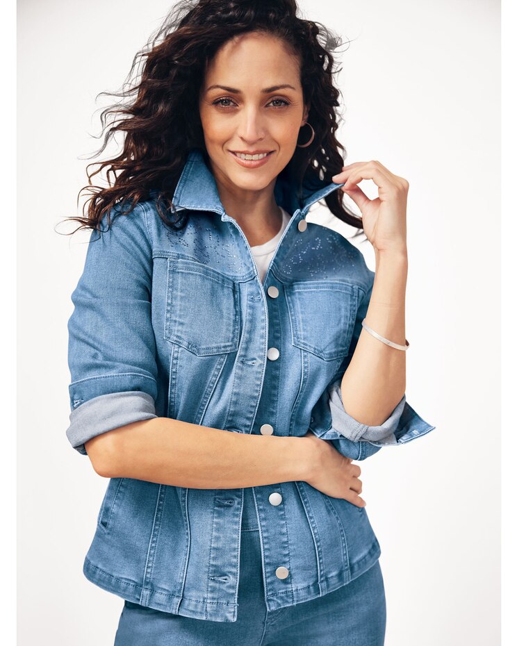 DenimEase™ Embellished Jacket image number 1
