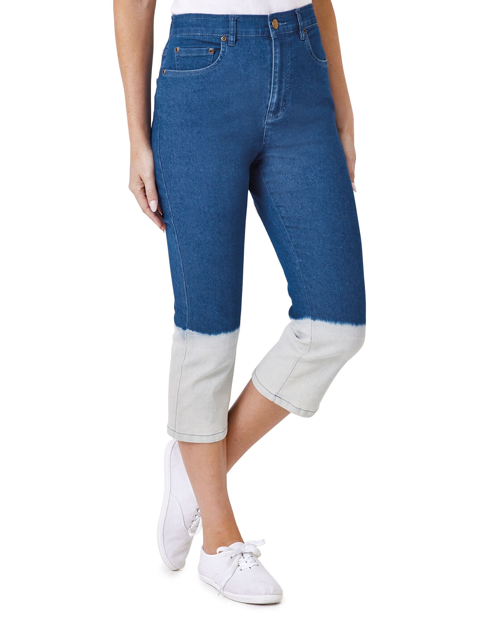 Haband 5 Pocket Stretch Capris with Back Elastic Print