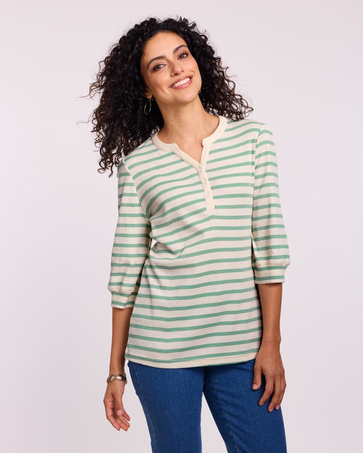 Ribbed Henley Top image number 1