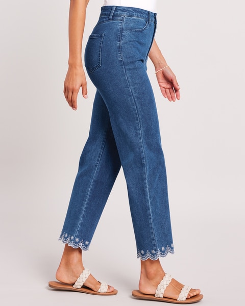 DenimEase™ Eyelet Hem Jeans