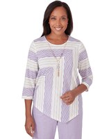 Alfred Dunner® Garden Party Spliced Stripe Texture Top thumbnail number 1