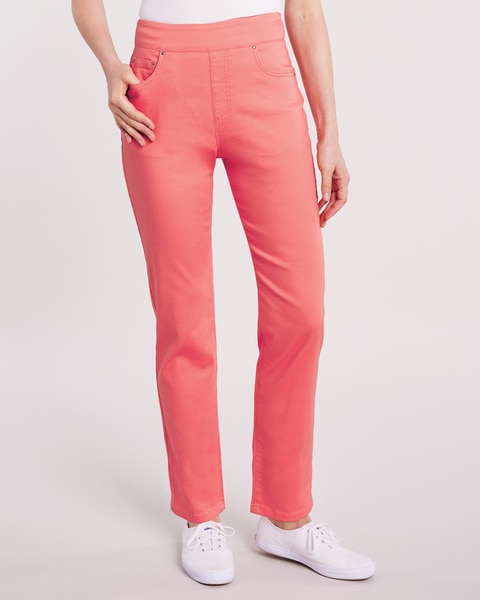 DenimEase Flat-Waist Pull-On Jeans