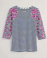 Stripe Floral Knit Top thumbnail number 4