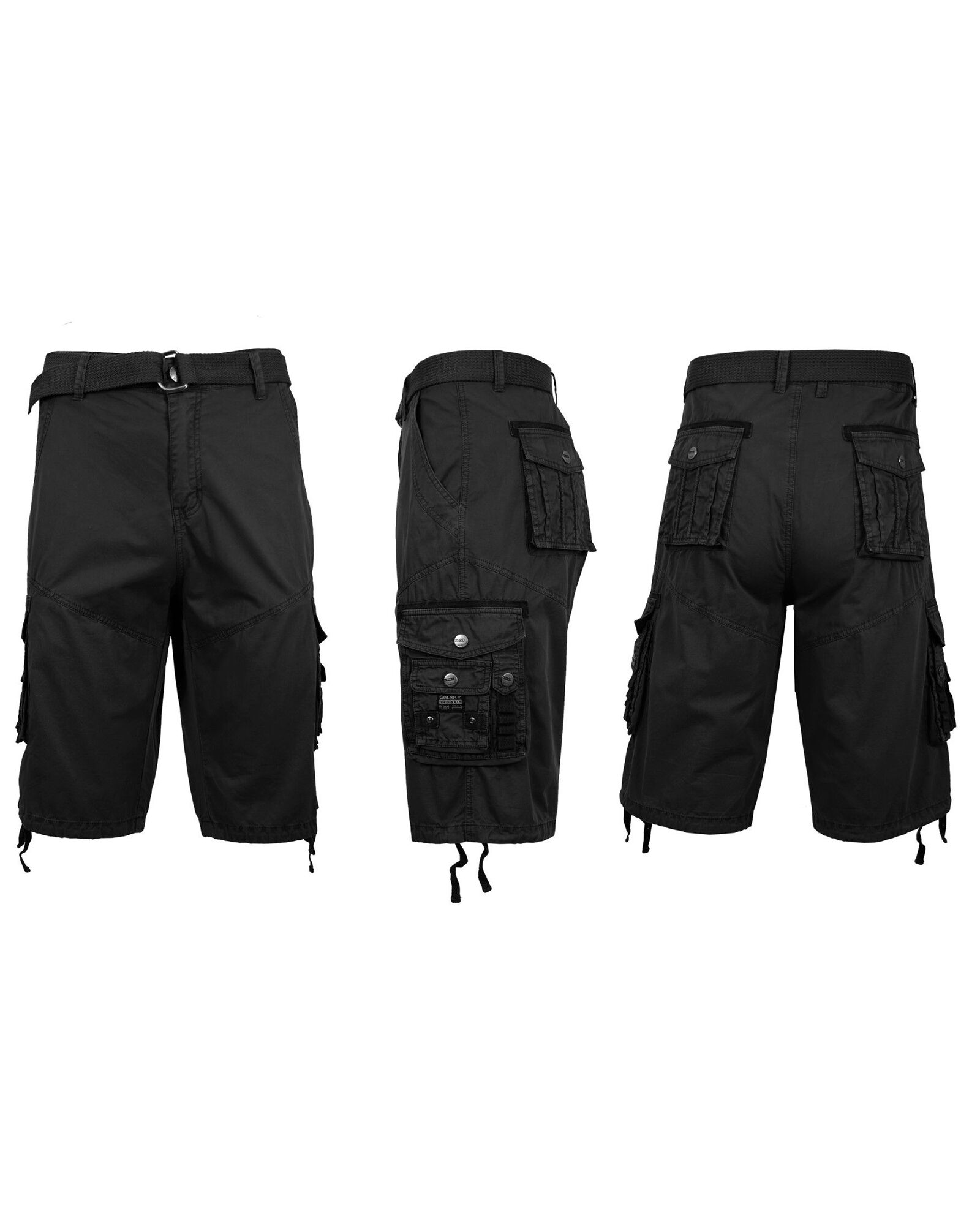 Men s Belted Cargo Shorts With Twill Flat Front Washed Utility Pockets