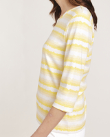 Essential Knit Three-Quarter Sleeve Watercolor Stripe Tee thumbnail number 3
