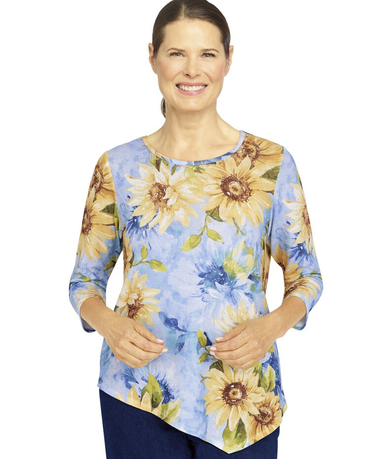 Alfred Dunner® Bright Idea Sunflower Print Top image number 1