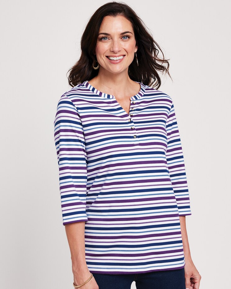 Essential Knit Three Quarter Sleeve Henley image number 1
