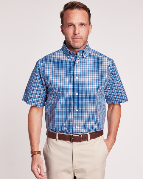 Cotton Traders Short Sleeve Plaid Sport Shirt