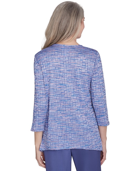 Alfred Dunner® Worth Avenue Space Dye Top with Detailed Charm on Neckline