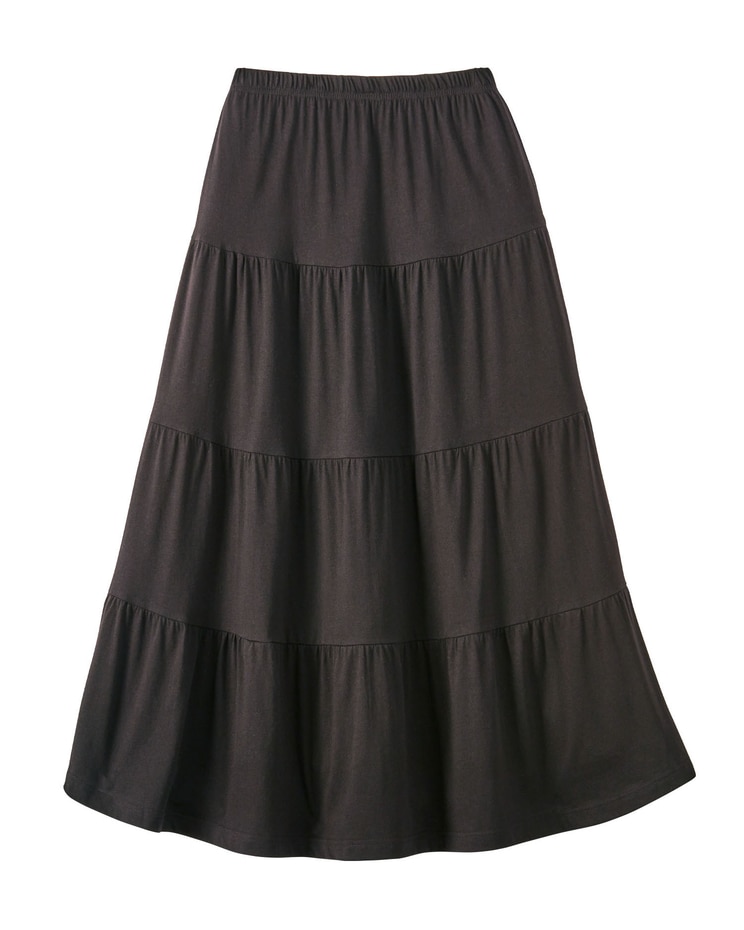 Haband Women's Jersey-Knit Tiered Midi Skirt image number 1