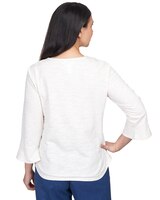Alfred Dunner® Chelsea Market Asymmetric Flower Embroidery Shirttail Top thumbnail number 2