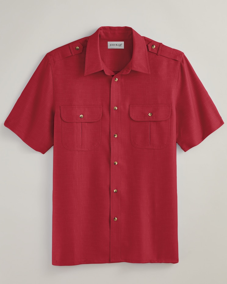 John Blair® Short-Sleeve Linen-Look Pilot Shirt image number 2