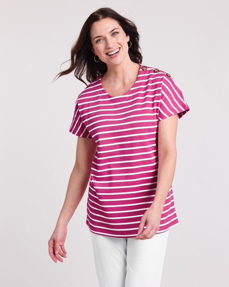 Essential Knit Dolman Button Trim Top image number 1