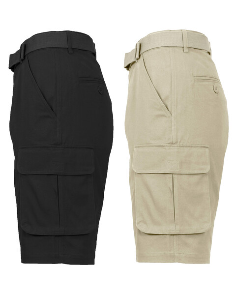 Men's Slim Fit Flat Front Belted Cotton Cargo Shorts-2 Pack