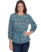 Ruby Rd® Wintery Glow Knit Emb Paisley Top thumbnail number 1
