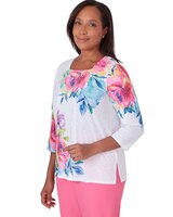 Alfred Dunner® Paradise Island Long Sleeve Flower Lace Top thumbnail number 3