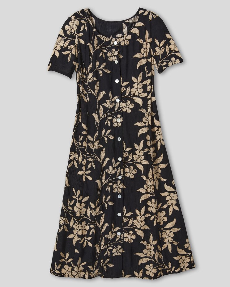 Batik Vines Button-Front Dress image number 3