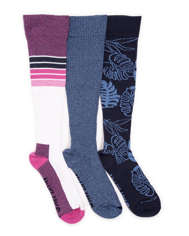 MUK LUKS® Women's 3 Pack Cotton Compression Knee-High Socks image number 1