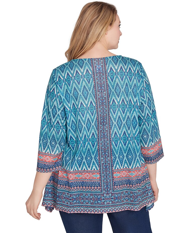 Ruby Rd® Tapestry Traveler Knit Mix Pattern Top image number 2