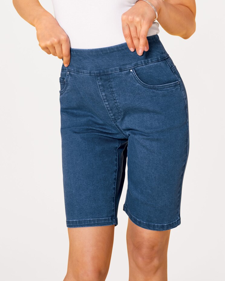 DenimEase™ Flat-Waist Bermuda Shorts image number 1