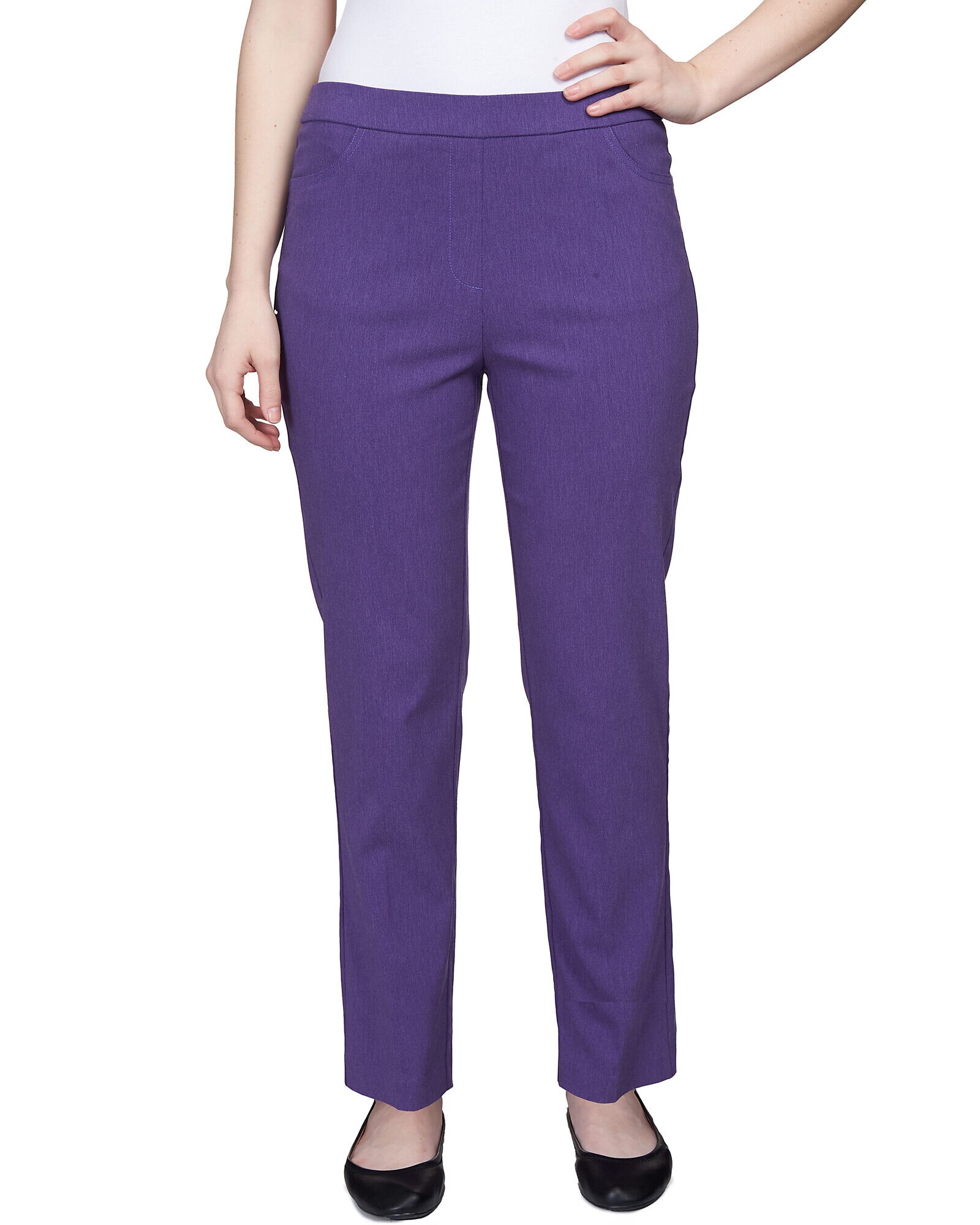 Alfred Dunner Point Of View Shaping Flat Front Short Length Pant