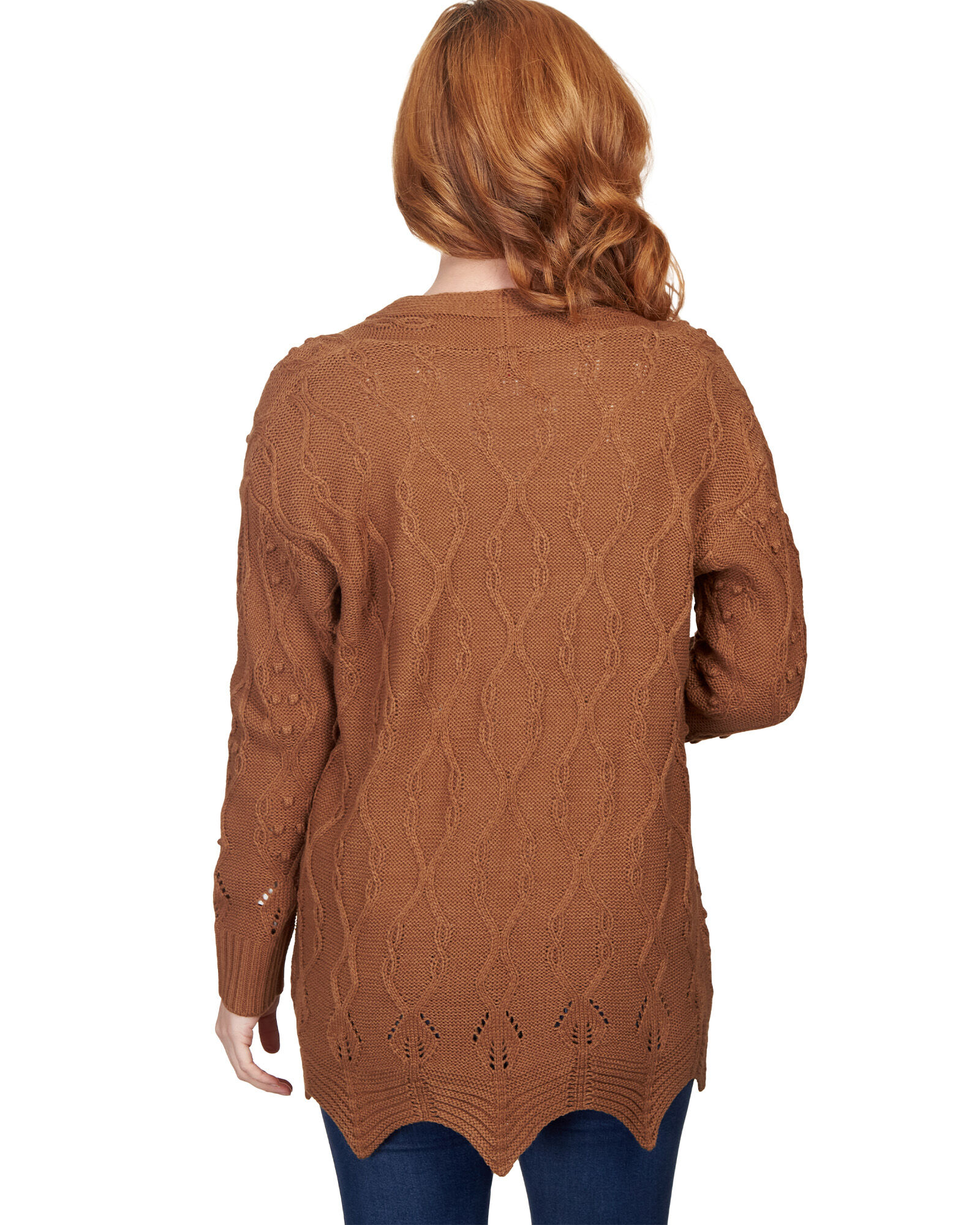 Ruby Rd Solid Textured Zigzag Hem Open Cardigan Blair
