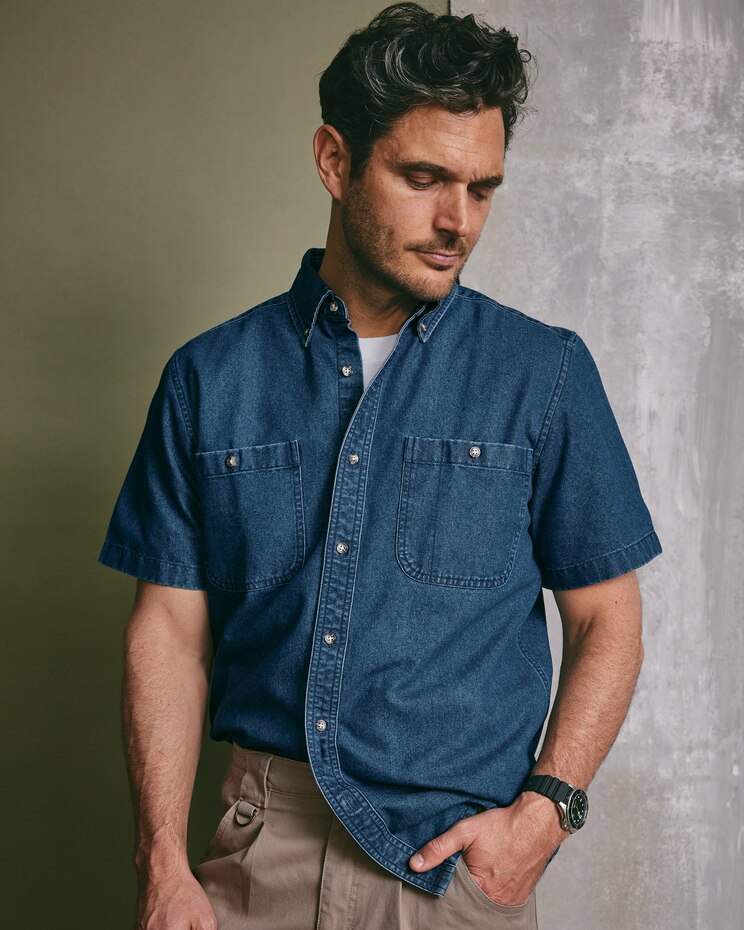 JohnBlairFlex Short-Sleeve Denim & Twill Shirt image number 1