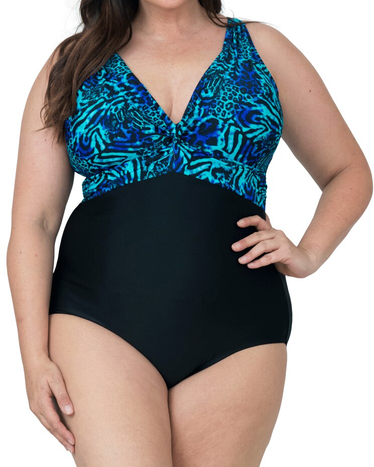 Caribbean Sand Knotted Front One Piece Swimsuit with Tummy Control image number 1