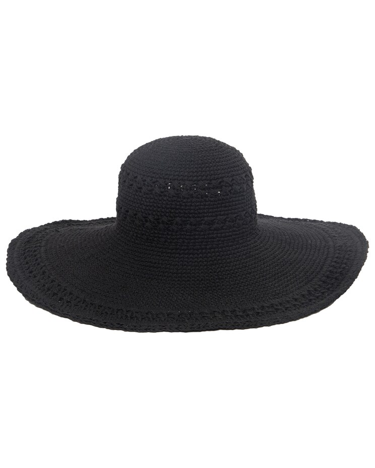 Womens Crochet Extra Large Brim Hat With Scalloped Edge image number 1